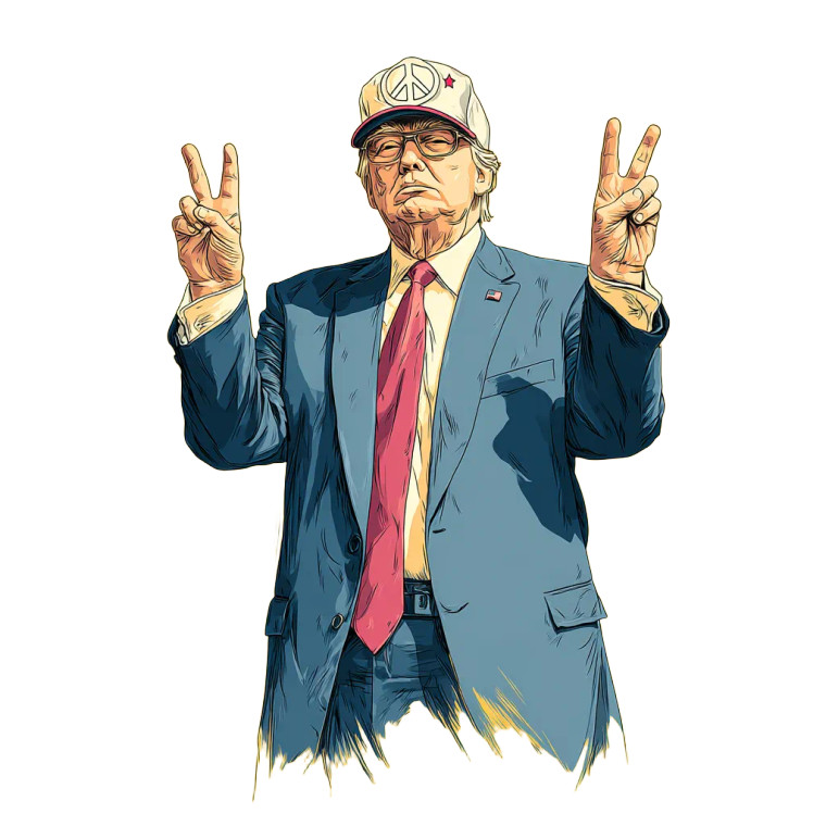 Trump Peace Pose Vinyl Car Decal Sticker – Waterproof & UV-Resistant 3.4133333333333336"