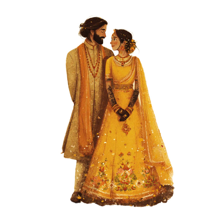 Haldi Bride Groom Vinyl Car Decal Sticker – Waterproof & UV-Resistant 3.4133333333333336"