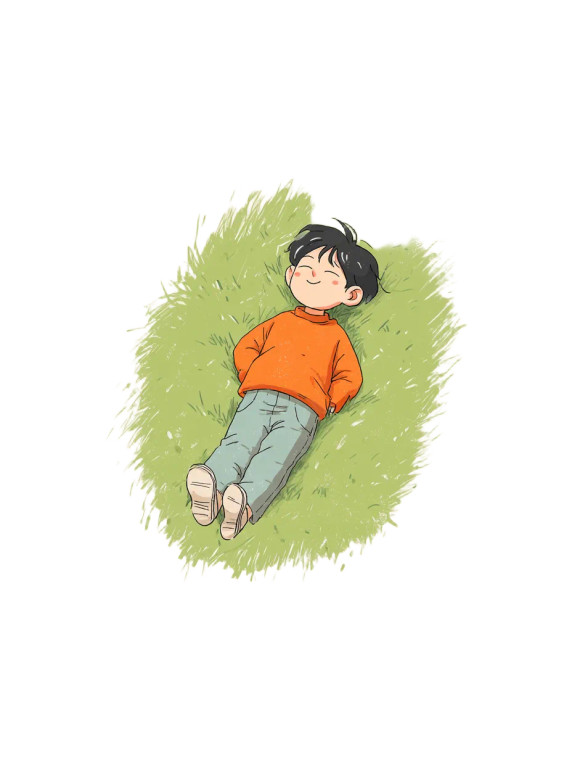 Boy On Grass V4 Vinyl Car Decal Sticker – Waterproof & UV-Resistant 4.1066666666666665"