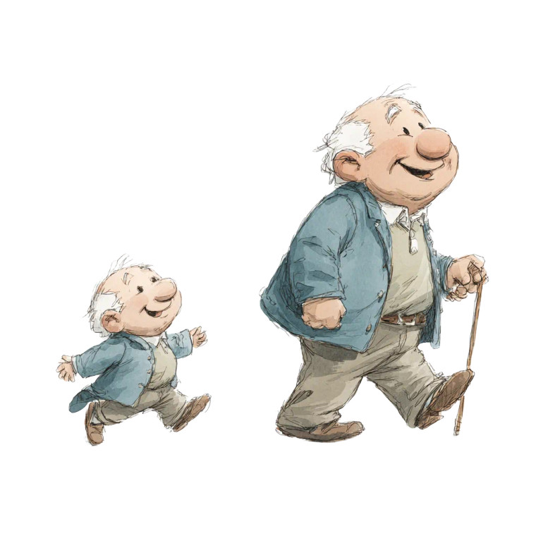 Aging Cartoon Character Vinyl Car Decal Sticker – Waterproof & UV-Resistant 6.826666666666667"