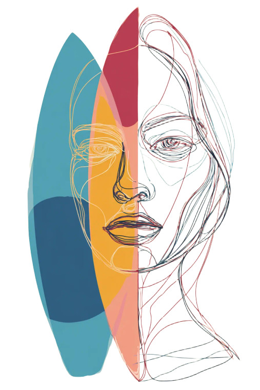 Surfboard Woman Face Vinyl Car Decal Sticker – Waterproof & UV-Resistant 8.96"