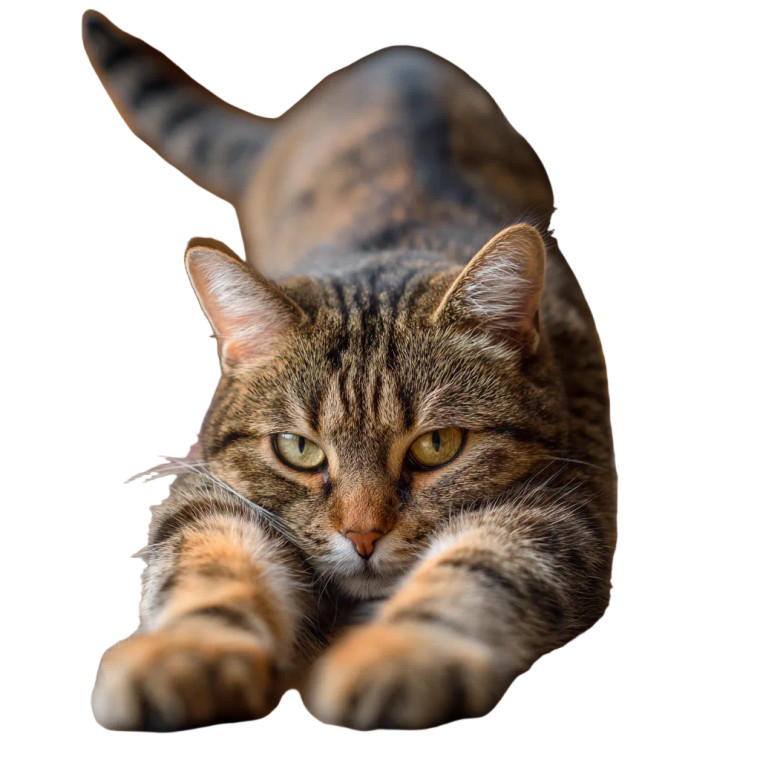 Stretching Tabby Cat V3 Vinyl Car Decal Sticker – Waterproof & UV-Resistant 3.4133333333333336"