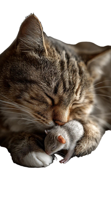 Cat With Mouse V2 Vinyl Car Decal Sticker – Waterproof & UV-Resistant 9.706666666666667"