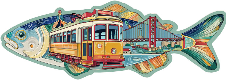 Lisbon Fish Sticker Vinyl Car Decal Sticker – Waterproof & UV-Resistant 4.373333333333333"