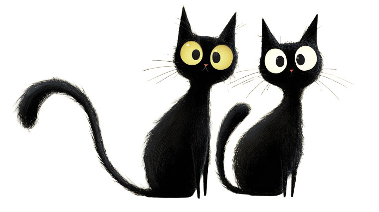 Cartoon Black Cats V2 Vinyl Car Decal Sticker – Waterproof & UV-Resistant 2.72"