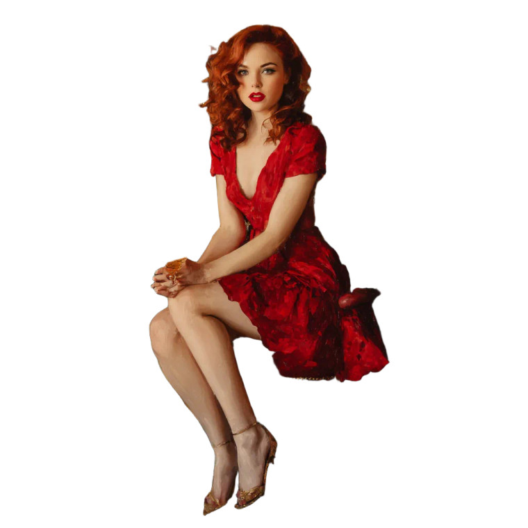 Woman In Red V25 Vinyl Car Decal Sticker – Waterproof & UV-Resistant 3.4133333333333336"