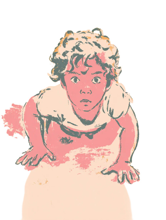 Curly-Haired Child Crawling Vinyl Car Decal Sticker – Waterproof & UV-Resistant 8.213333333333333"