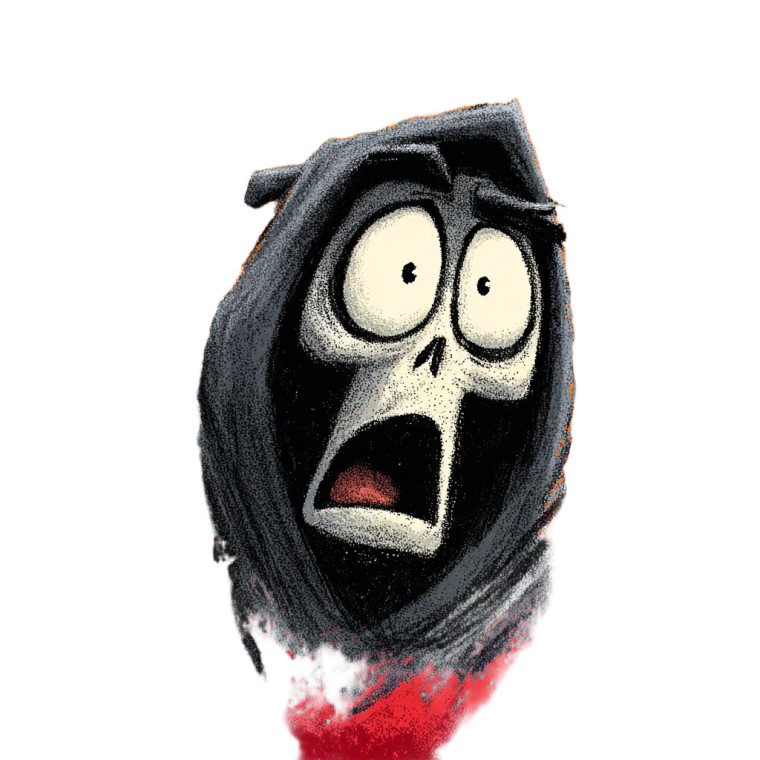 Shocked Grim Reaper Vinyl Car Decal Sticker – Waterproof & UV-Resistant 6.826666666666667"