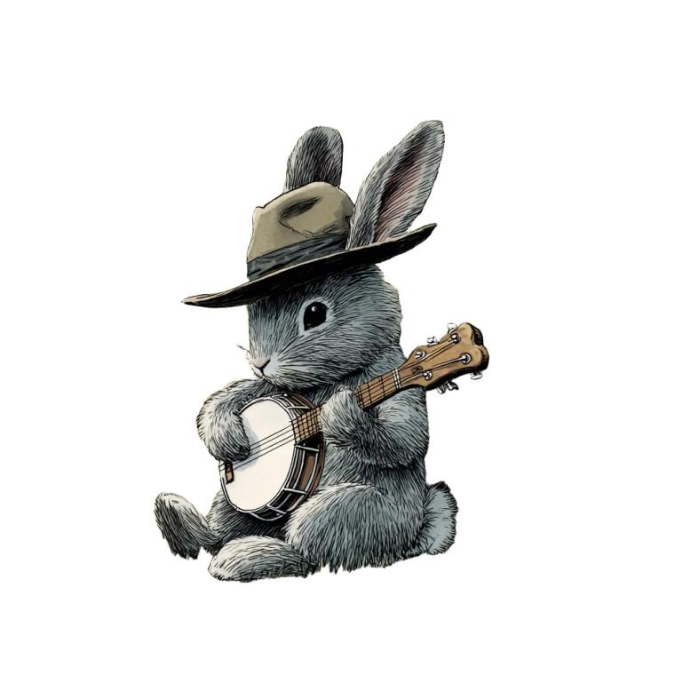 Banjo Bunny Vinyl Car Decal Sticker – Waterproof & UV-Resistant 3.4133333333333336"