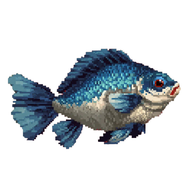 Blue Pixel Fish Vinyl Car Decal Sticker – Waterproof & UV-Resistant 6.826666666666667"