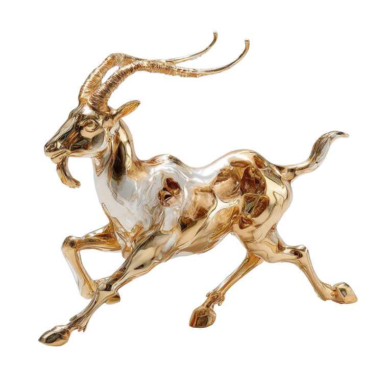Golden Goat Sculpture Vinyl Car Decal Sticker – Waterproof & UV-Resistant 3.4133333333333336"
