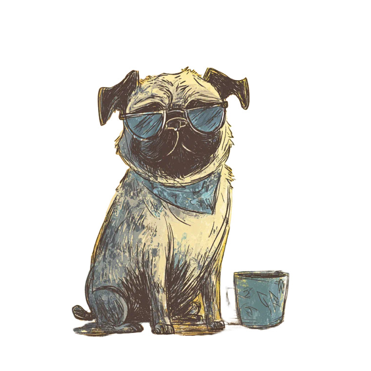 Summertime Pug Vinyl Car Decal Sticker – Waterproof & UV-Resistant 3.4133333333333336"