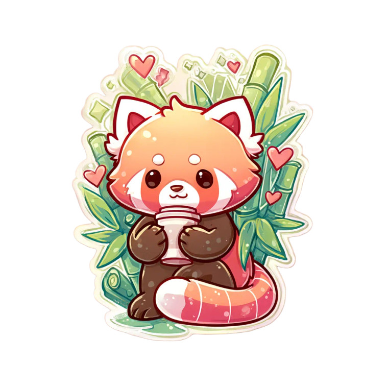 Chibi Red Panda Sticker Vinyl Car Decal Sticker – Waterproof & UV-Resistant 6.826666666666667"