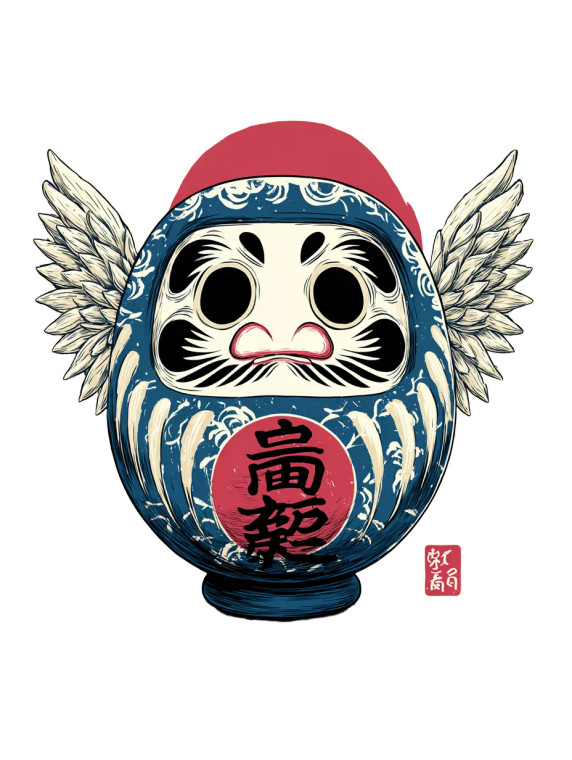 Winged Daruma Doll Vinyl Car Decal Sticker – Waterproof & UV-Resistant 8.213333333333333"