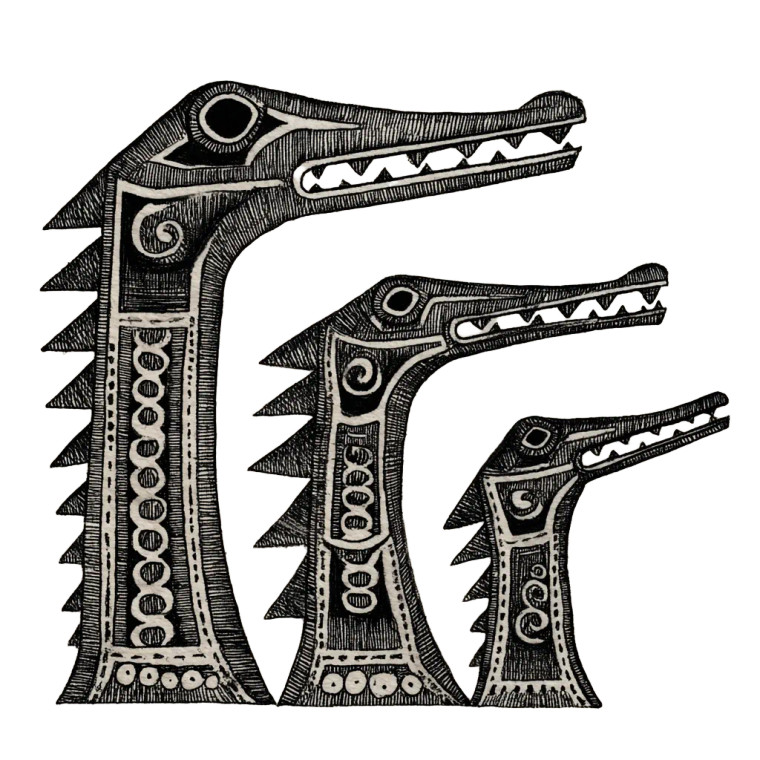 Geometric Crocodiles Art Vinyl Car Decal Sticker – Waterproof & UV-Resistant 3.4133333333333336"