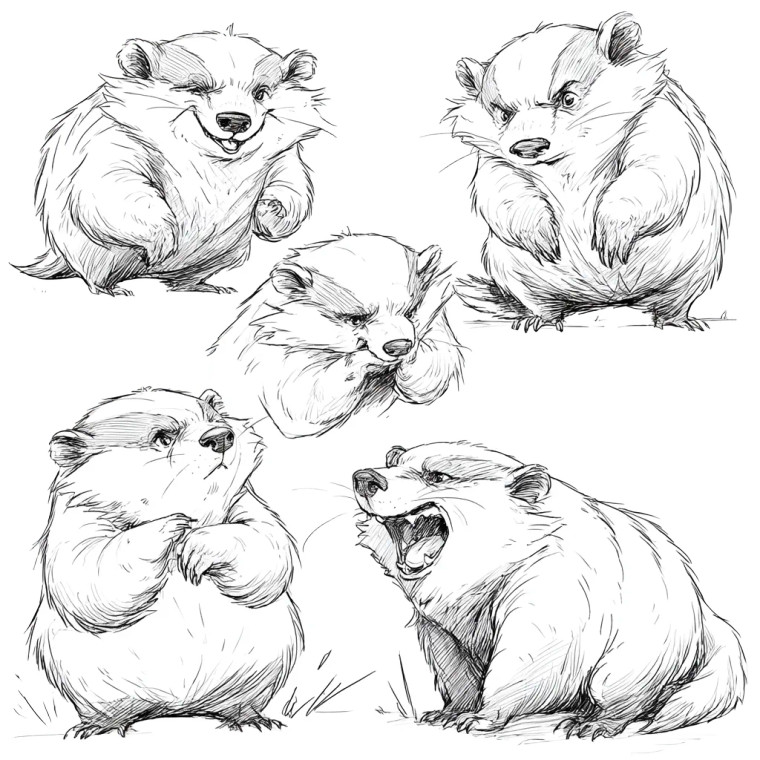Cute Badger Drawing Vinyl Car Decal Sticker – Waterproof & UV-Resistant 3.4133333333333336"