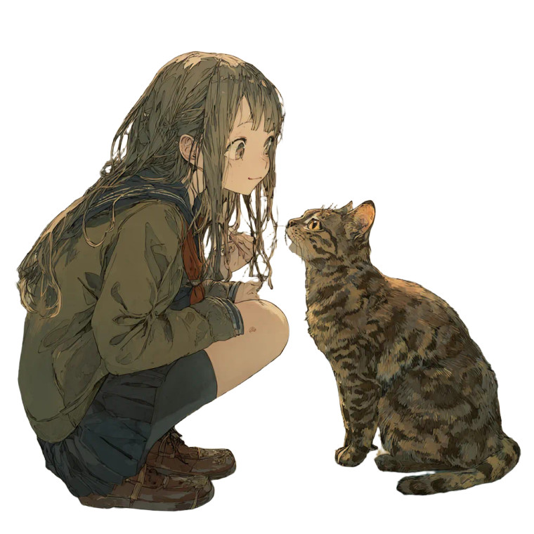 Cat And Girl V2 Vinyl Car Decal Sticker – Waterproof & UV-Resistant 6.826666666666667"