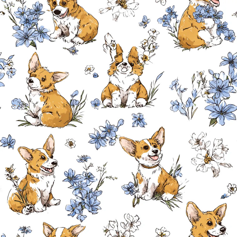 Corgis And Flowers Vinyl Car Decal Sticker – Waterproof & UV-Resistant 3.4133333333333336"