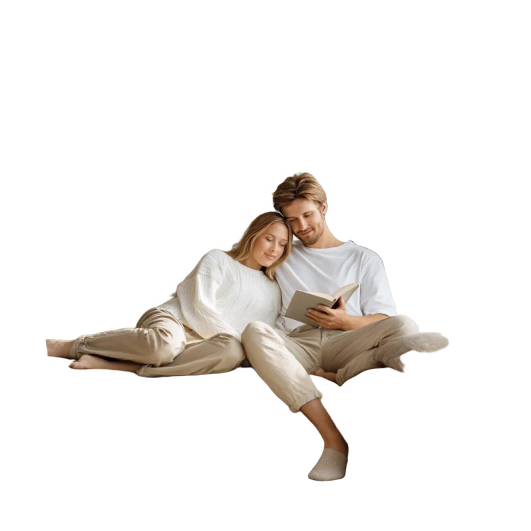 Cozy Couple Reading Vinyl Car Decal Sticker – Waterproof & UV-Resistant 3.4133333333333336"