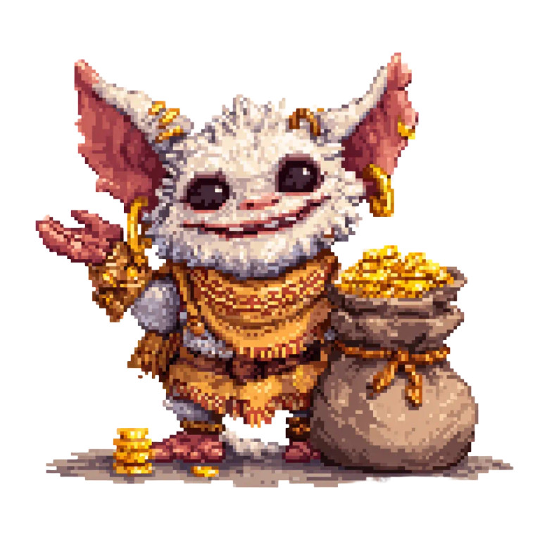 Treasure Goblin Pixel Vinyl Car Decal Sticker – Waterproof & UV-Resistant 6.826666666666667"