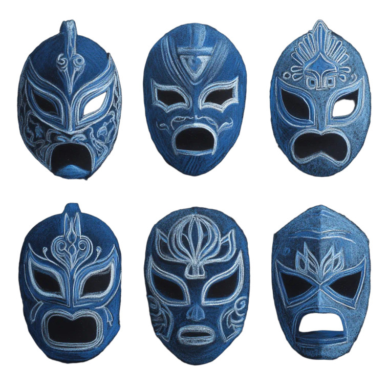 Blue Wrestling Masks Vinyl Car Decal Sticker – Waterproof & UV-Resistant 6.826666666666667"