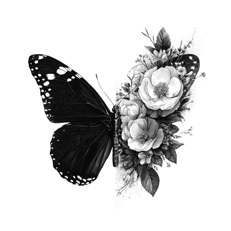 Butterfly Flower Design Vinyl Car Decal Sticker – Waterproof & UV-Resistant 3.4133333333333336"