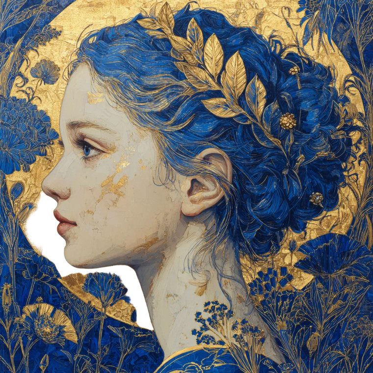 Golden Blue Portrait Vinyl Car Decal Sticker – Waterproof & UV-Resistant 3.4133333333333336"
