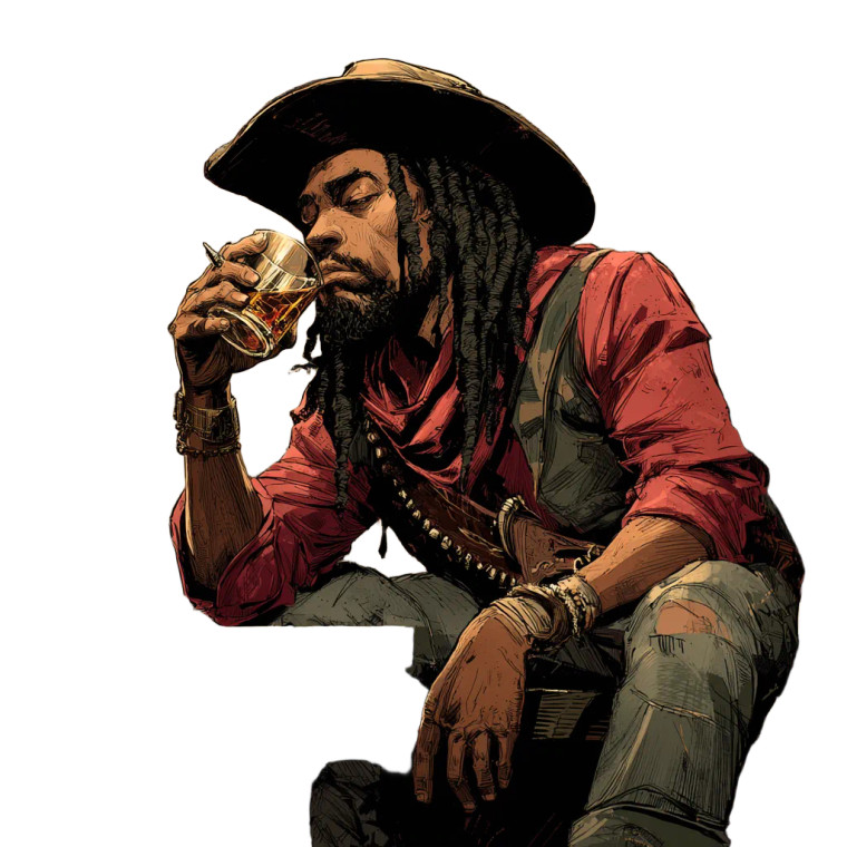 Cowboy With Dreadlocks Vinyl Car Decal Sticker – Waterproof & UV-Resistant 3.4133333333333336"