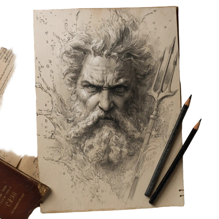 Zeus Pencil Sketch Vinyl Car Decal Sticker – Waterproof & UV-Resistant 3.4133333333333336"