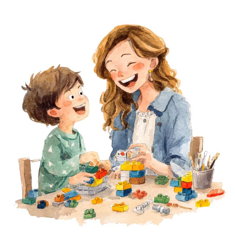 Cute Boy Building Lego Vinyl Car Decal Sticker – Waterproof & UV-Resistant 3.4133333333333336"