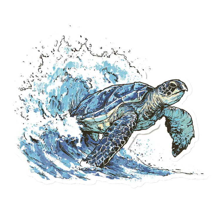 Sea Turtle Tsunami Vinyl Car Decal Sticker – Waterproof & UV-Resistant 6.826666666666667"
