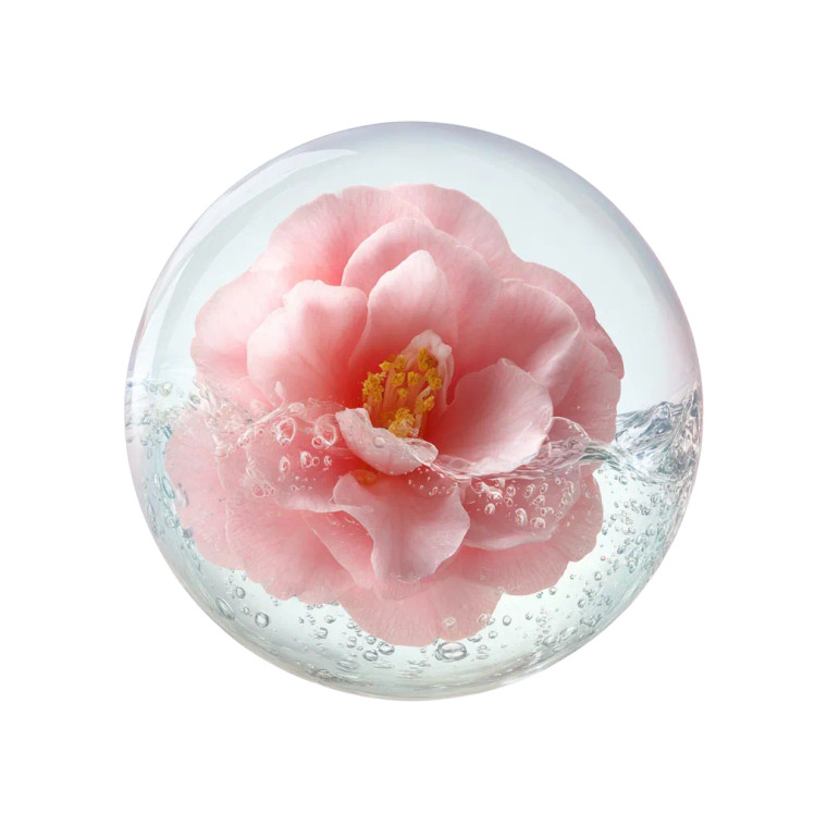 Floating Camelia Bubble Vinyl Car Decal Sticker – Waterproof & UV-Resistant 6.826666666666667"