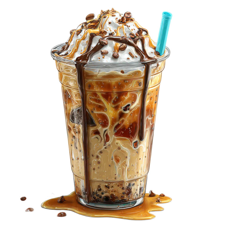 Iced Coffee Graffiti Vinyl Car Decal Sticker – Waterproof & UV-Resistant 3.4133333333333336"