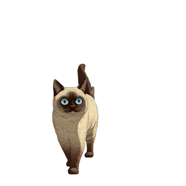 Siamese Cat Stroll Vinyl Car Decal Sticker – Waterproof & UV-Resistant 6.826666666666667"