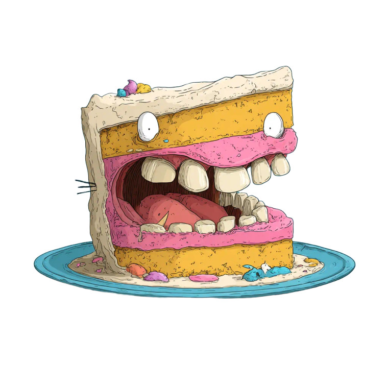 Cartoon Cake Creature Vinyl Car Decal Sticker – Waterproof & UV-Resistant 3.4133333333333336"