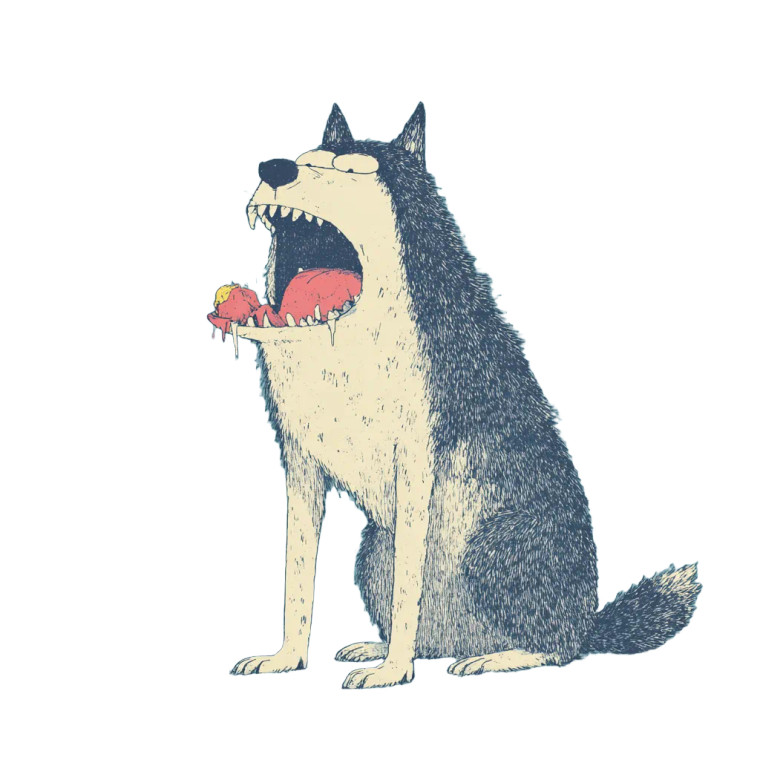 Hungry Wolf Vinyl Car Decal Sticker – Waterproof & UV-Resistant 3.4133333333333336"