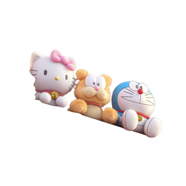 Adorable Cartoon Trio Vinyl Car Decal Sticker – Waterproof & UV-Resistant 3.4133333333333336"
