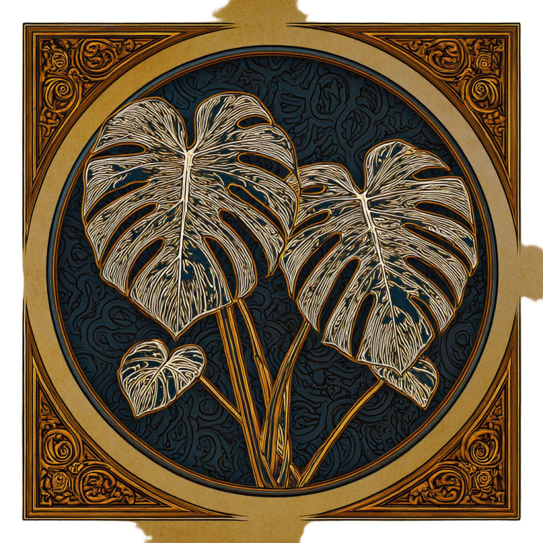 Marbled Monstera Leaf Vinyl Car Decal Sticker – Waterproof & UV-Resistant 3.4133333333333336"