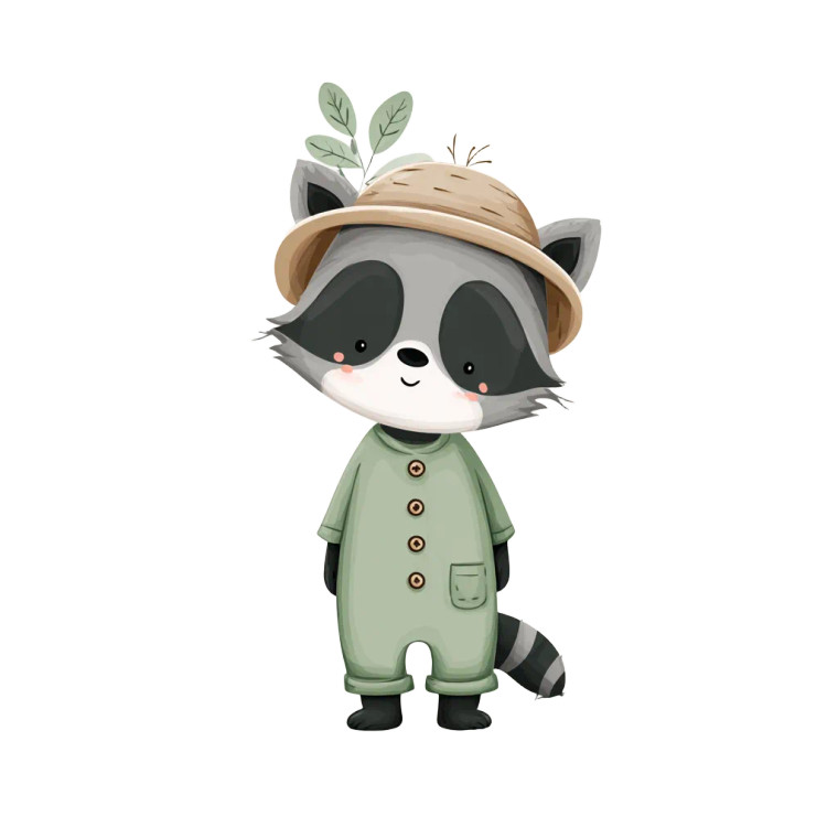 Baby Raccoon Outfit Vinyl Car Decal Sticker – Waterproof & UV-Resistant 6.826666666666667"