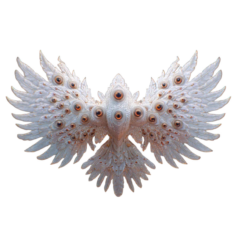 Angelic Multi-Eyed Creature Vinyl Car Decal Sticker – Waterproof & UV-Resistant 3.4133333333333336"