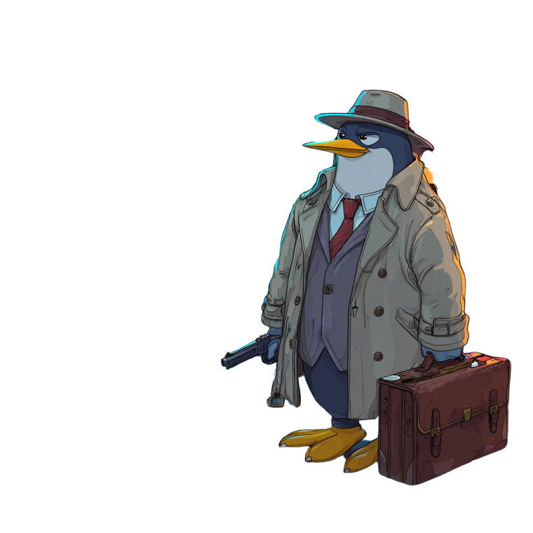 Penguin Detective Vinyl Car Decal Sticker – Waterproof & UV-Resistant 6.826666666666667"