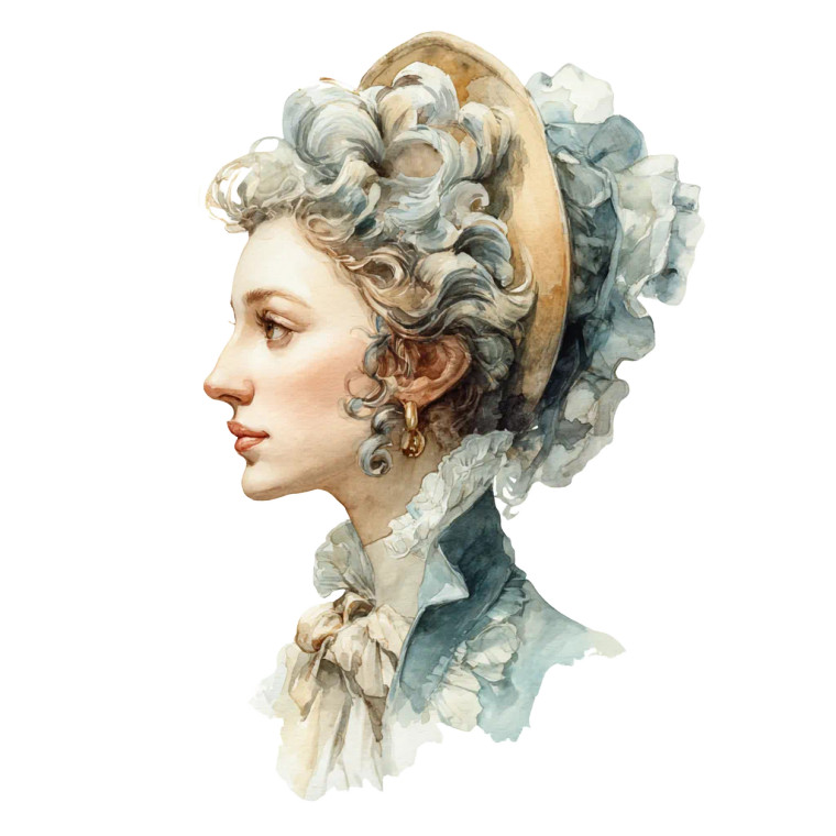 Rococo Watercolor Portrait Vinyl Car Decal Sticker – Waterproof & UV-Resistant 3.4133333333333336"