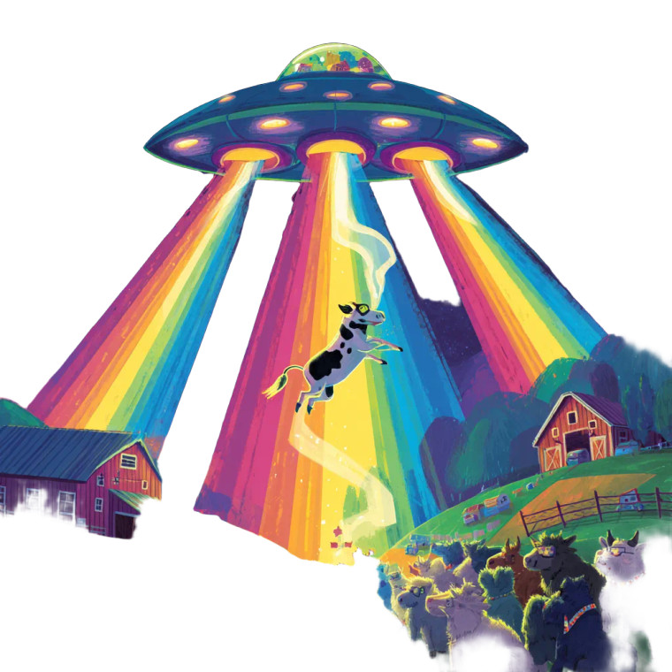 Alien Cow Abduction Vinyl Car Decal Sticker – Waterproof & UV-Resistant 3.4133333333333336"