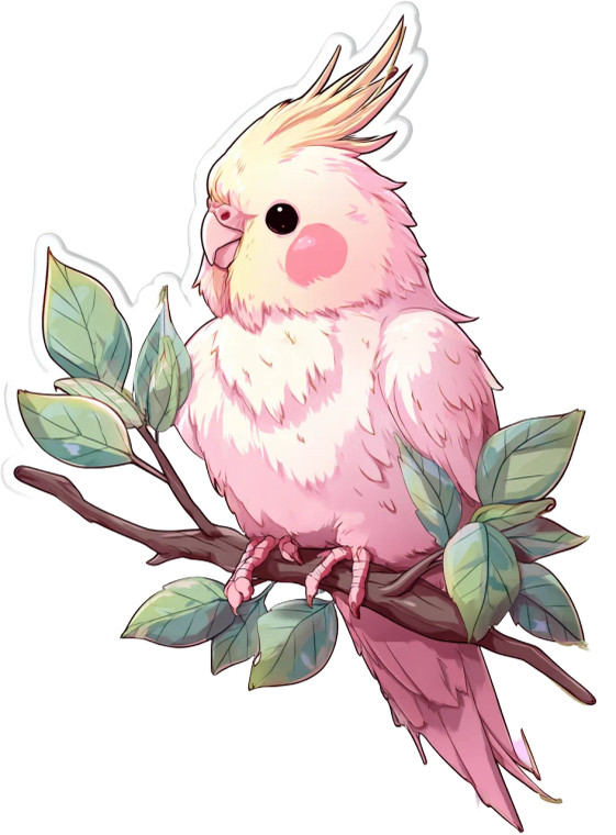 Pink Cockatiel Sticker Vinyl Car Decal Sticker – Waterproof & UV-Resistant 4.266666666666667"