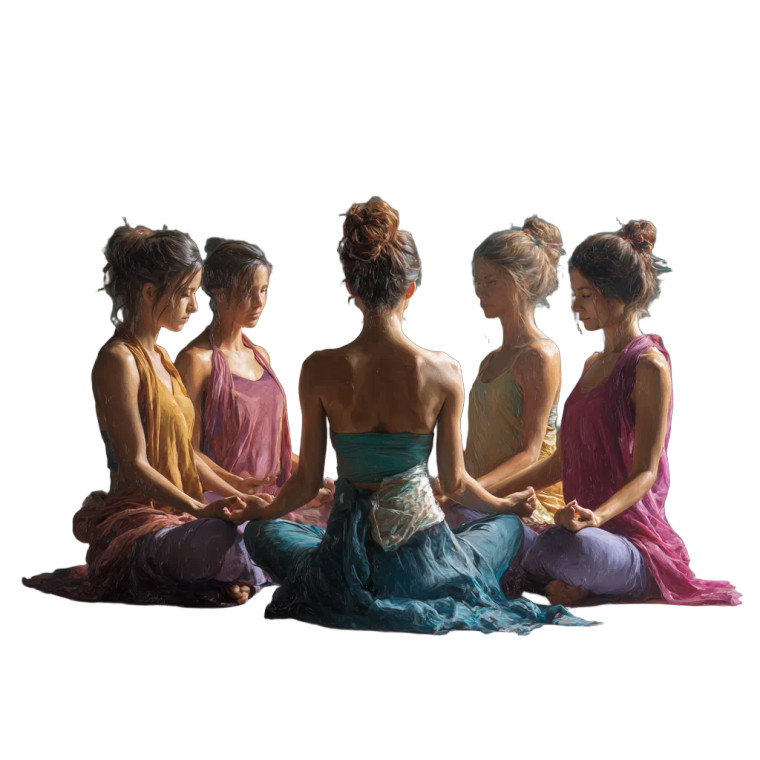 Meditating Group Circle Vinyl Car Decal Sticker – Waterproof & UV-Resistant 3.4133333333333336"