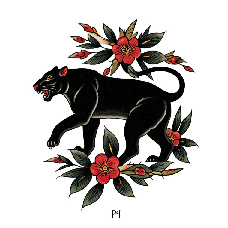 Panther Tattoo Design V3 Vinyl Car Decal Sticker – Waterproof & UV-Resistant 3.4133333333333336"