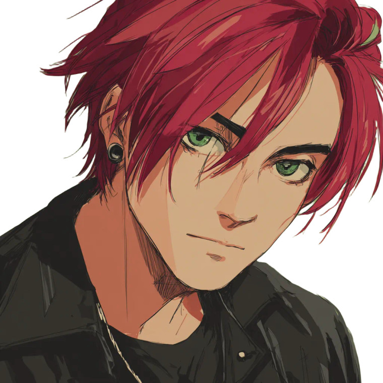 Ruby-Haired Anime Man Vinyl Car Decal Sticker – Waterproof & UV-Resistant 3.4133333333333336"