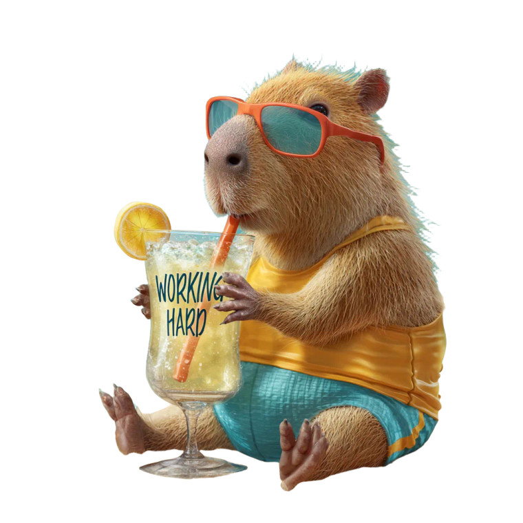 Capybara With Lemonade Vinyl Car Decal Sticker – Waterproof & UV-Resistant 3.4133333333333336"