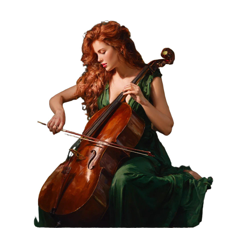 Redheaded Cellist Vinyl Car Decal Sticker – Waterproof & UV-Resistant 3.4133333333333336"