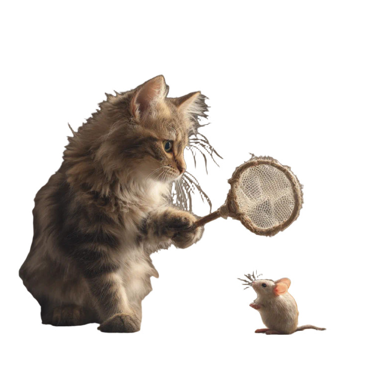 Cat Hunting Mice Vinyl Car Decal Sticker – Waterproof & UV-Resistant 6.826666666666667"